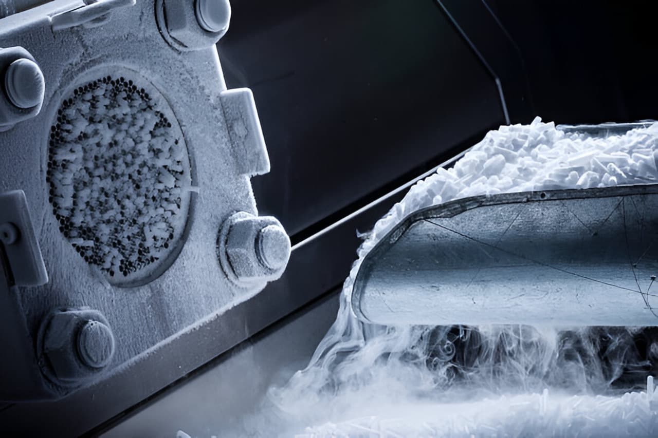 Dry ice pellets and blasting equipment